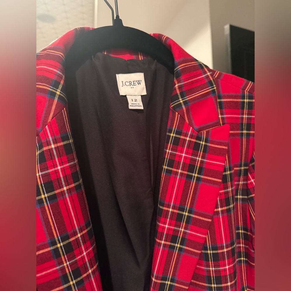 J. Crew Vibrant Red Plaid Jacket - Picture 2 of 3